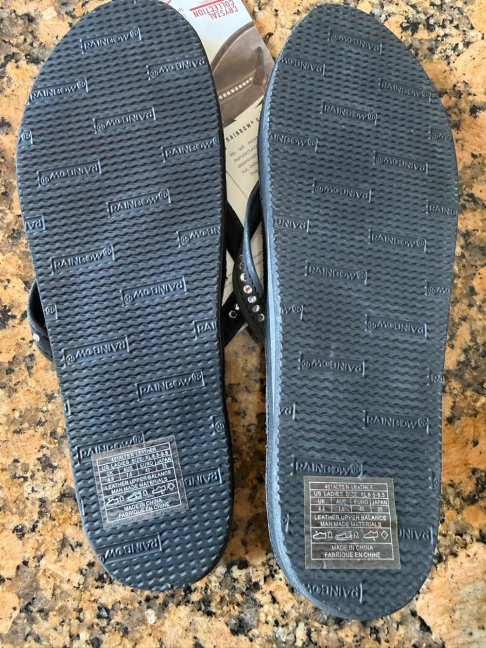 Rainbow Flip Flops Crystal Collection - Single Layer Arch Support Narrow Strap - Picture 2 of 5